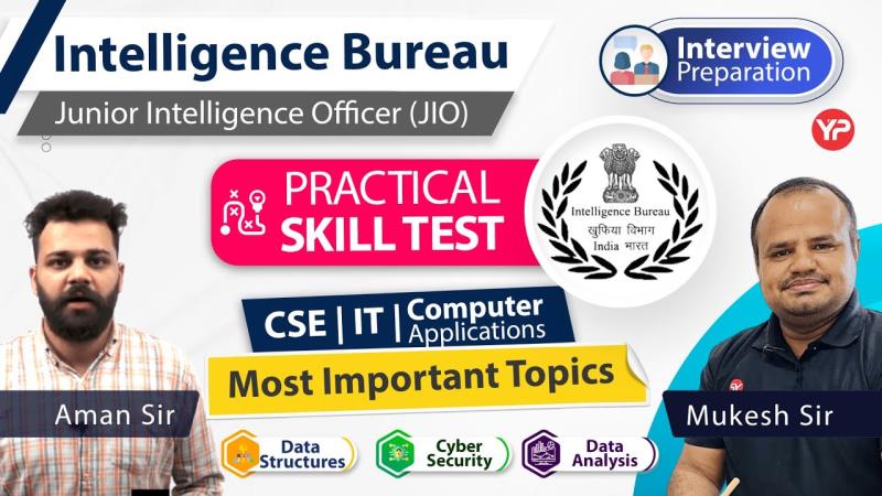 Intelligence Bureau JIO CSE/IT Skill Test important Questions
